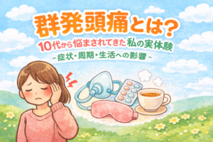 群発頭痛の症状と生活への影響を実体験で解説するブログ記事のアイキャッチ画像