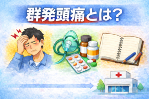 群発頭痛とは？症状や対処法を解説するイメージイラスト